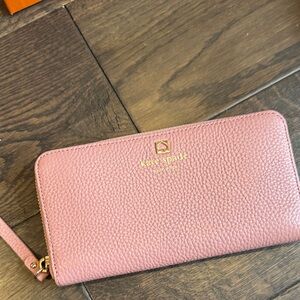 Kate Spade Large Continental Zip Around Wallet in pebbled pink leather